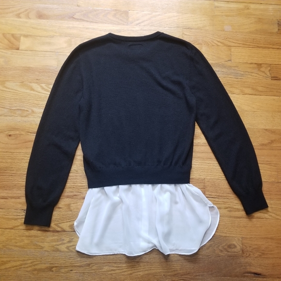 Izzue Crew Neck Black Sweater Top  Nylon Blend w/Blouse Bottom Med Slim … - Picture 11 of 12